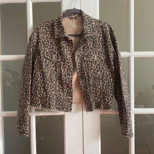 Free People Cheetah Print Denim Jacket